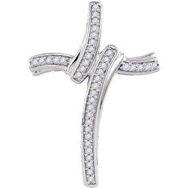 Ethereal Brilliance: 10kt White Gold Diamond Cross Pendant  Top View from Splendid Jewellery