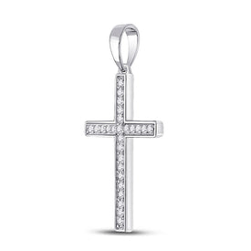 10kt White Gold Diamond Cross Pendant | Elegant and Graceful Symbol of Faith and Love Side view from the 10Kt White Gold Womens Round Diamond Cross Pendant 1 8 Cttwpin280431 collection by Splendid Jewellery