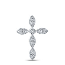 Load image into Gallery viewer, Radiant Spirit Diamond Cross Pendant Top view from the 10Kt White Gold Womens Round Diamond Cross Pendant 1 8 Cttwpin214084 collection by Splendid Jewellery
