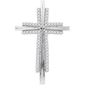 Radiant Faith: 10kt White Gold Diamond Cross Pendant Top view from the 10Kt White Gold Womens Round Diamond Cross Religious Pendant 1 8 Cttwpin65409 collection by Splendid Jewellery