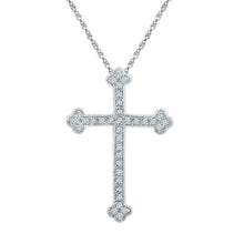 Load image into Gallery viewer, Splendid Jewellery 10kt White Gold Gothic Cross Pendant with Round Diamond Accents  Top View from Splendid Jewellery