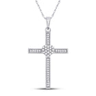 Radiant Love Diamond Heart Cross Pendant Top view from the 10Kt White Gold Womens Round Diamond Heart Cross Pendant 1 5 Cttwpin221399 collection by Splendid Jewellery
