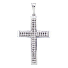 Load image into Gallery viewer, Divine Brilliance: 10kt White Gold Womens Round Diamond Medium Cross Pendant  Top View from Splendid Jewellery