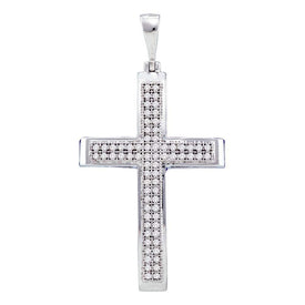 Divine Brilliance: 10kt White Gold Womens Round Diamond Medium Cross Pendant  Top View from Splendid Jewellery