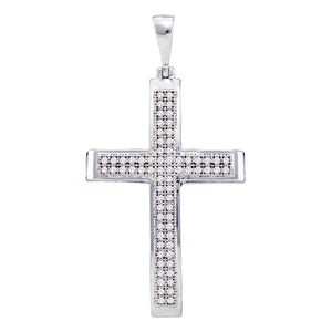 Diamond Cross Pendant | 10kt White Gold Womens Round Diamond Medium Cross Pendant 1/5 Cttw | Splendid Jewellery GND