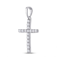 Load image into Gallery viewer, Radiant Spirit Diamond Cross Pendant Side view from the 10Kt White Gold Womens Round Diamond Religious Cross Pendant 1 10 Cttwpin280410 collection by Splendid Jewellery