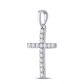 Radiant Spirit Diamond Cross Pendant Side view from the 10Kt White Gold Womens Round Diamond Religious Cross Pendant 1 10 Cttwpin280410 collection by Splendid Jewellery