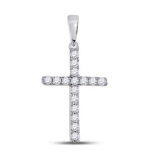 Load image into Gallery viewer, Radiant Spirit Diamond Cross Pendant Top view from the 10Kt White Gold Womens Round Diamond Religious Cross Pendant 1 10 Cttwpin280410 collection by Splendid Jewellery