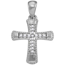 Load image into Gallery viewer, Flared Elegance Diamond Cross Pendant  Top View from Splendid Jewellery
