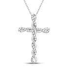 10kt White Gold Diamond Twist Cross Pendant - A Radiant Symbol of Faith and Love Top view from the 10Kt White Gold Womens Round Diamond Twist Cross Pendant 1 4 Cttwpin62715 collection by Splendid Jewellery