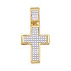 Radiant Faith: 10kt Yellow Gold Princess Diamond Cross Pendant  Top View from Splendid Jewellery