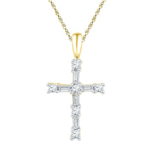 Load image into Gallery viewer, 10kt Yellow Gold Womens Diamond Cross Pendant | Dazzling Faithful Elegance  Top View from Splendid Jewellery