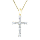 10kt Yellow Gold Womens Diamond Cross Pendant | Dazzling Faithful Elegance  Top View from Splendid Jewellery