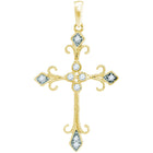 Radiant Harmony: 10kt Yellow Gold Womens Round Diamond Cross Pendant  Top View from Splendid Jewellery