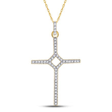 Load image into Gallery viewer, 10kt Yellow Gold Diamond Cross Pendant: A Timeless Symbol of Love and Faith  Top View from Splendid Jewellery