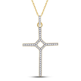 10kt Yellow Gold Diamond Cross Pendant: A Timeless Symbol of Love and Faith  Top View from Splendid Jewellery