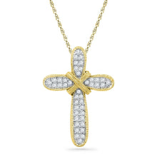 Load image into Gallery viewer, Radiant Faith: 10kt Yellow Gold Diamond Cross Pendant  Top View from Splendid Jewellery
