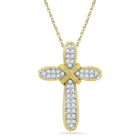 Radiant Faith: 10kt Yellow Gold Diamond Cross Pendant  Top View from Splendid Jewellery