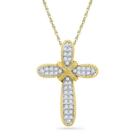 Radiant Faith: 10kt Yellow Gold Diamond Cross Pendant  Top View from Splendid Jewellery