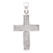 Load image into Gallery viewer, Radiant Glow Diamond Cross Pendant | 10kt Yellow Gold Womens Round Diamond Cross Pendant 1/6 Cttw product  Top View from Splendid Jewellery