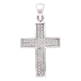 Radiant Glow Diamond Cross Pendant | 10kt Yellow Gold Womens Round Diamond Cross Pendant 1/6 Cttw product  Top View from Splendid Jewellery