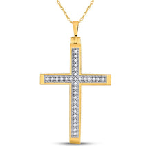 Load image into Gallery viewer, Divine Brilliance: 10kt Yellow Gold Diamond Cross Pendant  Top View from Splendid Jewellery