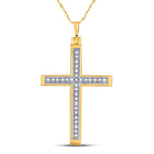 Divine Brilliance: 10kt Yellow Gold Diamond Cross Pendant  Top View from Splendid Jewellery