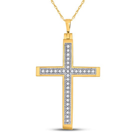 Divine Brilliance: 10kt Yellow Gold Diamond Cross Pendant  Top View from Splendid Jewellery