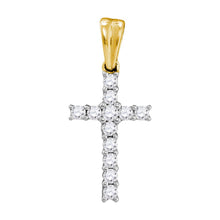 Load image into Gallery viewer, 10kt Yellow Gold Diamond Cross Pendant | Symbol of Faith and Elegance  Top View from Splendid Jewellery