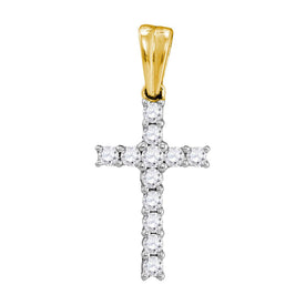 10kt Yellow Gold Diamond Cross Pendant | Symbol of Faith and Elegance  Top View from Splendid Jewellery