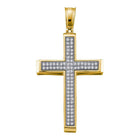 Radiant Faith: 10kt Yellow Gold Diamond Cross Pendant  Top View from Splendid Jewellery
