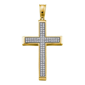 Radiant Faith: 10kt Yellow Gold Diamond Cross Pendant  Top View from Splendid Jewellery