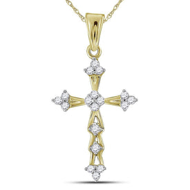 Radiant Cross of Eternity: 10kt Yellow Gold Diamond Flared Pendant  Top View from Splendid Jewellery