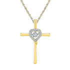 10kt Yellow Gold Diamond Cross Heart Pendant - A Radiant Symbol of Faith and Love  Top View from Splendid Jewellery