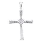 Radiant Princess Diamond Cross Pendant in 14kt White Gold - A Symbol of Elegance and Faith  Top View from Splendid Jewellery