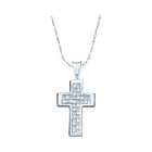 14kt White Gold Princess Diamond Cross Pendant - A Radiant Symbol of Faith and Love  Top View from Splendid Jewellery