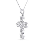 14kt White Gold Diamond Cluster Cross Pendant - A Radiant Symbol of Elegance and Faith - Side View