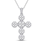 14kt White Gold Diamond Cluster Cross Pendant - A Radiant Symbol of Elegance and Faith - Top View