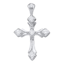 Load image into Gallery viewer, 14kt White Gold Diamond Cross Pendant - A Radiant Symbol of Faith and Elegance  Top View from Splendid Jewellery