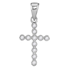 Load image into Gallery viewer, Ethereal Brilliance: 14kt White Gold Diamond Cross Pendant  Top View from Splendid Jewellery