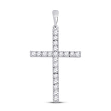 Load image into Gallery viewer, Radiant Grace: 14kt White Gold Diamond Cross Pendant - Top View
