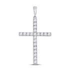 Radiant Grace: 14kt White Gold Diamond Cross Pendant - Top View