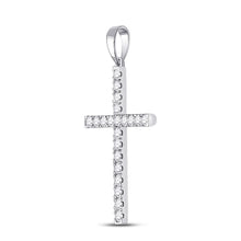 Load image into Gallery viewer, Radiant Grace: 14kt White Gold Diamond Cross Pendant - Side View