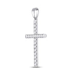 Radiant Grace: 14kt White Gold Diamond Cross Pendant - Side View