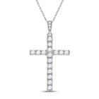 Radiant Faith: 14kt White Gold Womens Round Diamond Cross Pendant 1/2 Cttw - Top View