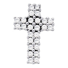 Load image into Gallery viewer, 14kt White Gold Radiant Diamond Cross Pendant  Top View from Splendid Jewellery