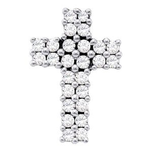 Diamond Cross Pendant | 14kt White Gold Womens Round Diamond Cross Pendant 1/3 Cttw | Splendid Jewellery GND