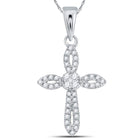 14kt White Gold Radiant Diamond Cross Pendant - A Symbol of Elegance and Devotion - Side View