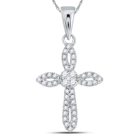 14kt White Gold Radiant Diamond Cross Pendant - A Symbol of Elegance and Devotion - Side View