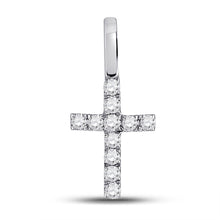 Load image into Gallery viewer, 14kt White Gold Diamond Cross Pendant: A Radiant Symbol of Elegance and Grace - Top View